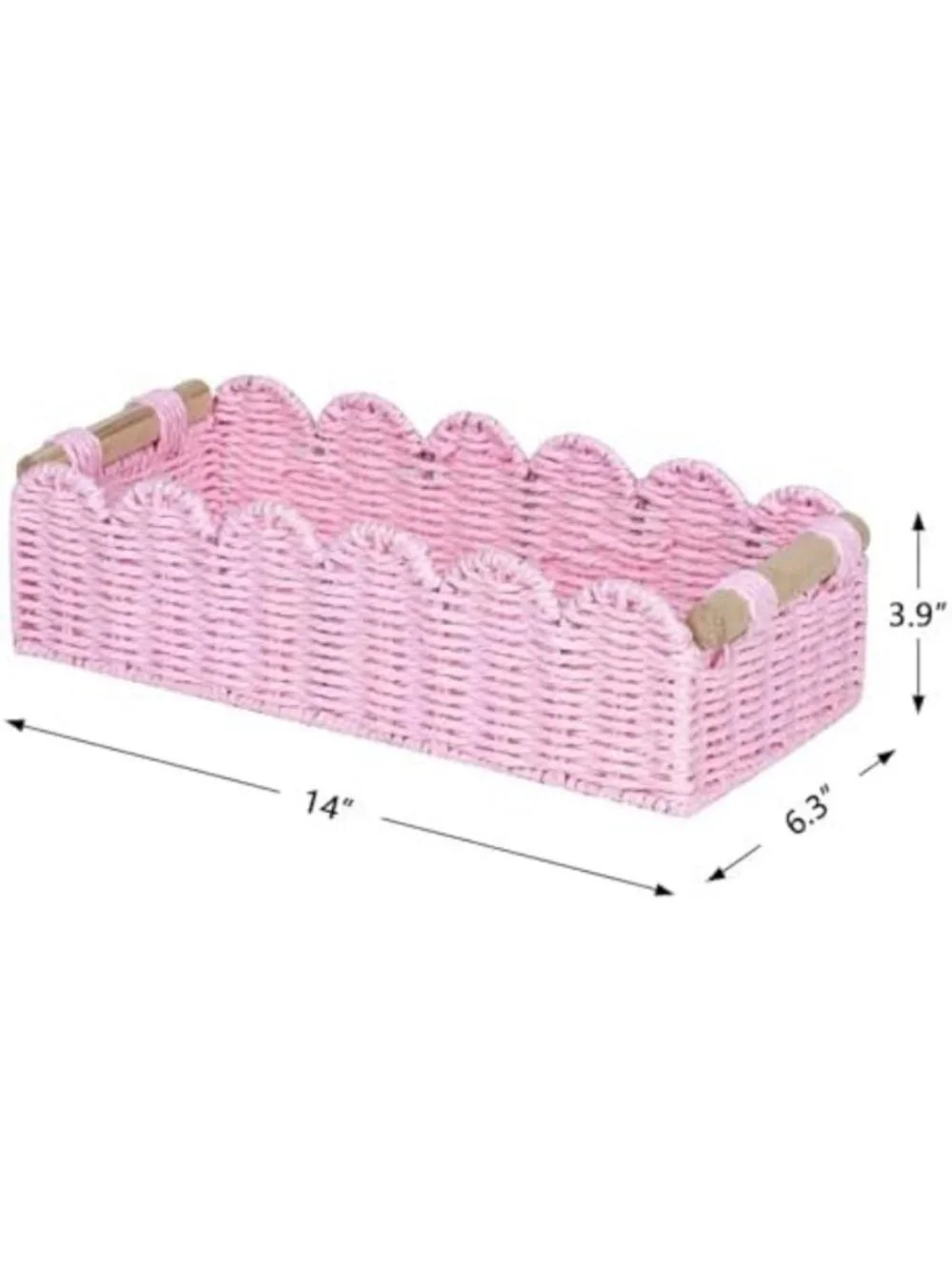 Scalloped Edge Paper Rope Gift Basket - Stylish Storage Solution, Empty Decor